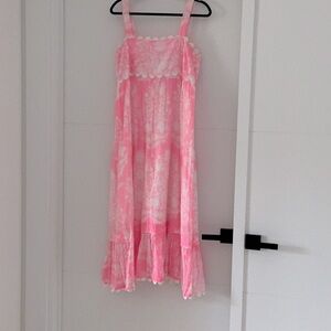 Pink Tie-Dye Sleeveless Dress